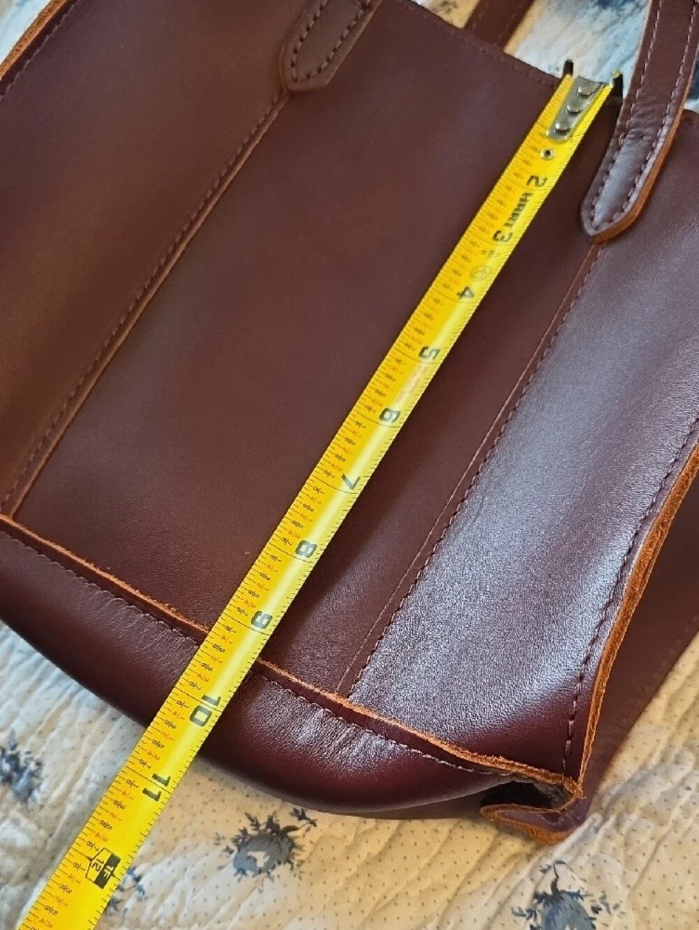Portland Leather Brown Leather Lola Crossbody Tote with Top Handles